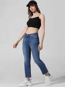 ONLY Women Straight Fit Light Fade Cropped Stretchable Jeans