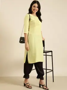 SHOWOFF Flared Sleeves Thread Work Cotton Pastels Kurta