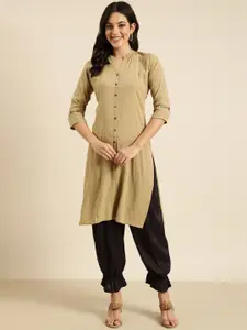SHOWOFF Band Collar Thread Work Cotton Straight Kurta