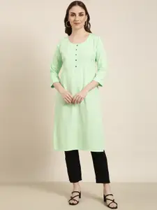 SHOWOFF Round Neck Regular Sleeves Straight Kurta