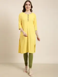 SHOWOFF Round Neck Thread Work Pathani Kurta