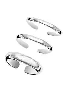 LeCalla Set Of 3 Rhodium-Plated 925 Sterling Silver Toe Rings