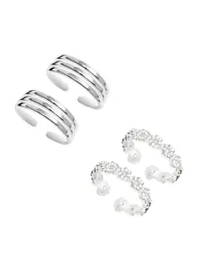 LeCalla Rhodium-Plated Handcrafted Toe Rings