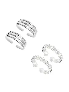 LeCalla Set Of 2 925 Sterling Silver Plated Toe Rings
