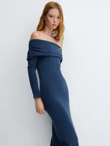 MANGO Off-Shoulder Bodycon Midi Dress
