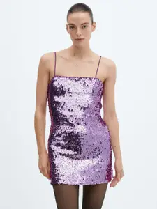 MANGO Embellished Bodycon Mini Dress