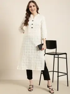 SHOWOFF Checked Thread Work Pastels Cotton Kurta