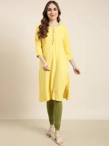 SHOWOFF Round Neck Gotta Patti Pastels Cotton Kurta