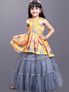 BAESD Girls Printed V-Neck Net Ready to Wear Lehenga Choli