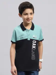 Monte Carlo Boys Colourblocked Polo Collar Applique T-shirt