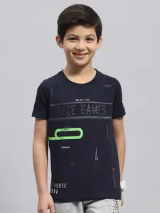 Monte Carlo Boys Typography Printed Round Neck Cotton T-shirt