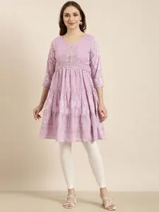 SHOWOFF Ethnic Motifs Printed Flared Sleeves Gotta Patti Pastels Kurta