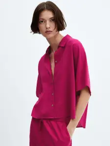 MANGO Short Sleeve Linen-blend Shirt Shirt