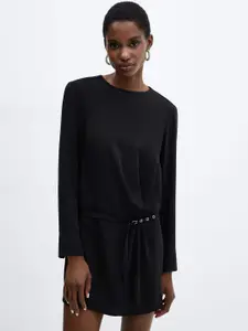 MANGO Pleated Shift Mini Dress with Belt