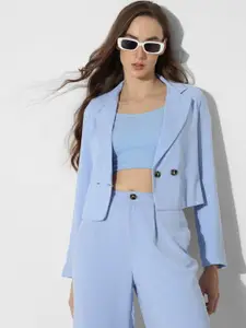 ONLY Notched Lapel Collar Double Breasted Tailored Fit Crop Casual Blazers