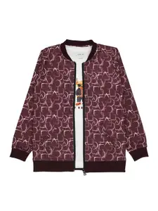 CAVIO Boys Geometeric Printed Lightweight Cotton Bomber Jacket with T-Shirt