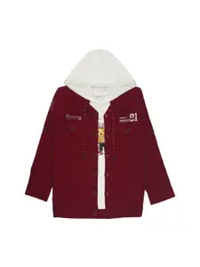 CAVIO Boys Spread Collar Lightweight Tailored Cotton Jacket with T-Shirt