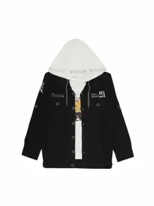 CAVIO Boys Hooded Neck Lightweight Cotton Denim Jacket With T-Shirt