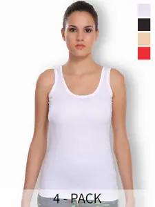 SELFCARE Pack Of 4 Scoop Neck Non-Padded Camisoles