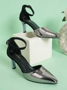 Get Glamr Colourblocked Pointed Toe Metallic Slim Heels