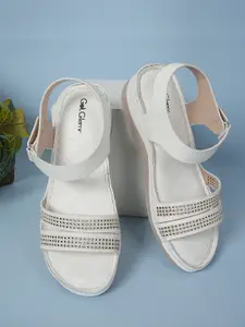 Get Glamr Textured Open Toe Comfort Heels