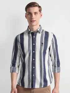 U.S. Polo Assn. Denim Co. Slim Fit Striped Spread Collar Casual Shirt