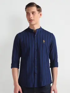 U.S. Polo Assn. Denim Co. Slim Fit Checked Spread Collar Cotton Casual Shirt