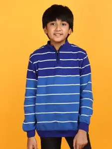 V-Mart Boys Mock Collar Long Sleeves Striped Sweatshirt