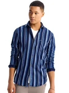 Red Flame Men Opaque Striped Formal Shirt