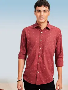 Red Flame Men Opaque Printed Formal Shirt