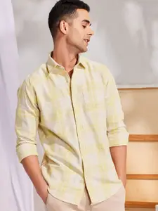 Red Flame Men Tartan Checks Opaque Checked Formal Shirt