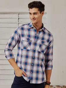 Red Flame Men Tartan Checks Opaque Checked Formal Shirt