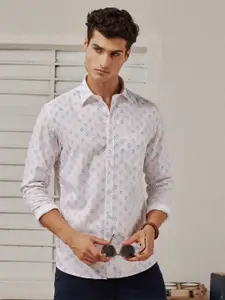 Red Flame Men Floral Opaque Printed Formal Shirt