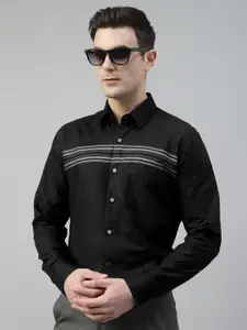 Hancock Standard Slim Fit Horizontal Stripes Pure Cotton Formal Shirt