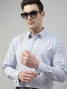 Hancock Standard Slim Fit Striped French Cuff Pure Cotton Formal Shirt