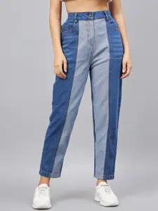 Orchid Blues Women High-Rise Whiskers & Chevrons Striped Cotton Jeans