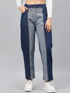 Orchid Hues Women High-Rise Paneled Cotton Jeans