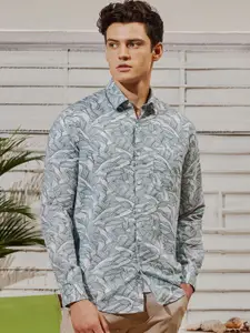 Red Flame Men Floral Opaque Printed Formal Shirt