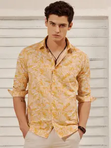 Red Flame Men Floral Opaque Printed Formal Shirt