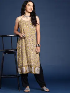 Taavi Printed Indie Florals Pure Cotton Bagru Kurta