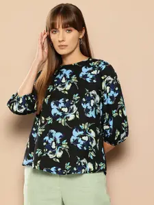 her by invictus Floral Print Puff Sleeve Top