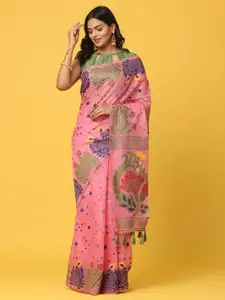 PATLIPALLU Floral Woven Design Jamdani Saree