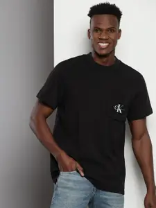 Calvin Klein Jeans Brand Logo Printed Cotton Round Neck Fit Relaxed Fit Pockets Casual T-shirt