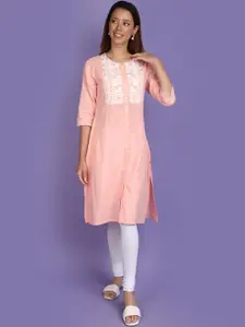 V-Mart Yoke Design Thread Work Cotton A-Line Kurta