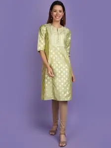 V-Mart Round Neck Three Quarter Sleeves Ethnic Printed Yoke Design Cotton Kurta