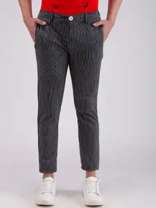 Red Flame Men Slim Fit Striped Stretchable Mid-Rise Trousers
