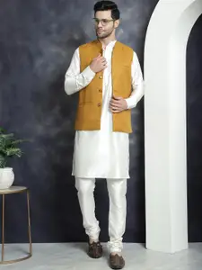 Jompers Mandarin Collar Nehru Jacket With Kurta Churidar
