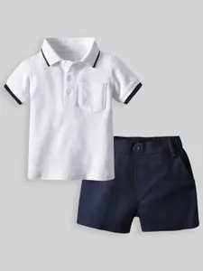 INCLUD Boys Shirt Collar Pure Cotton T-shirt With Shorts