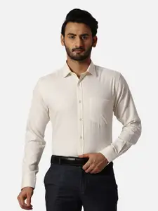 Park Avenue Self Design Spread Collar Slim Fit Cotton Formal Shirt