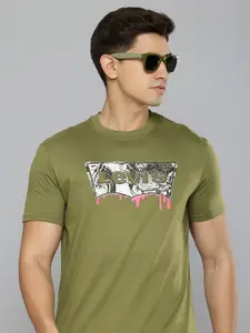 Levis Men Brand Logo Printed Pure Cotton Slim Fit T-shirt